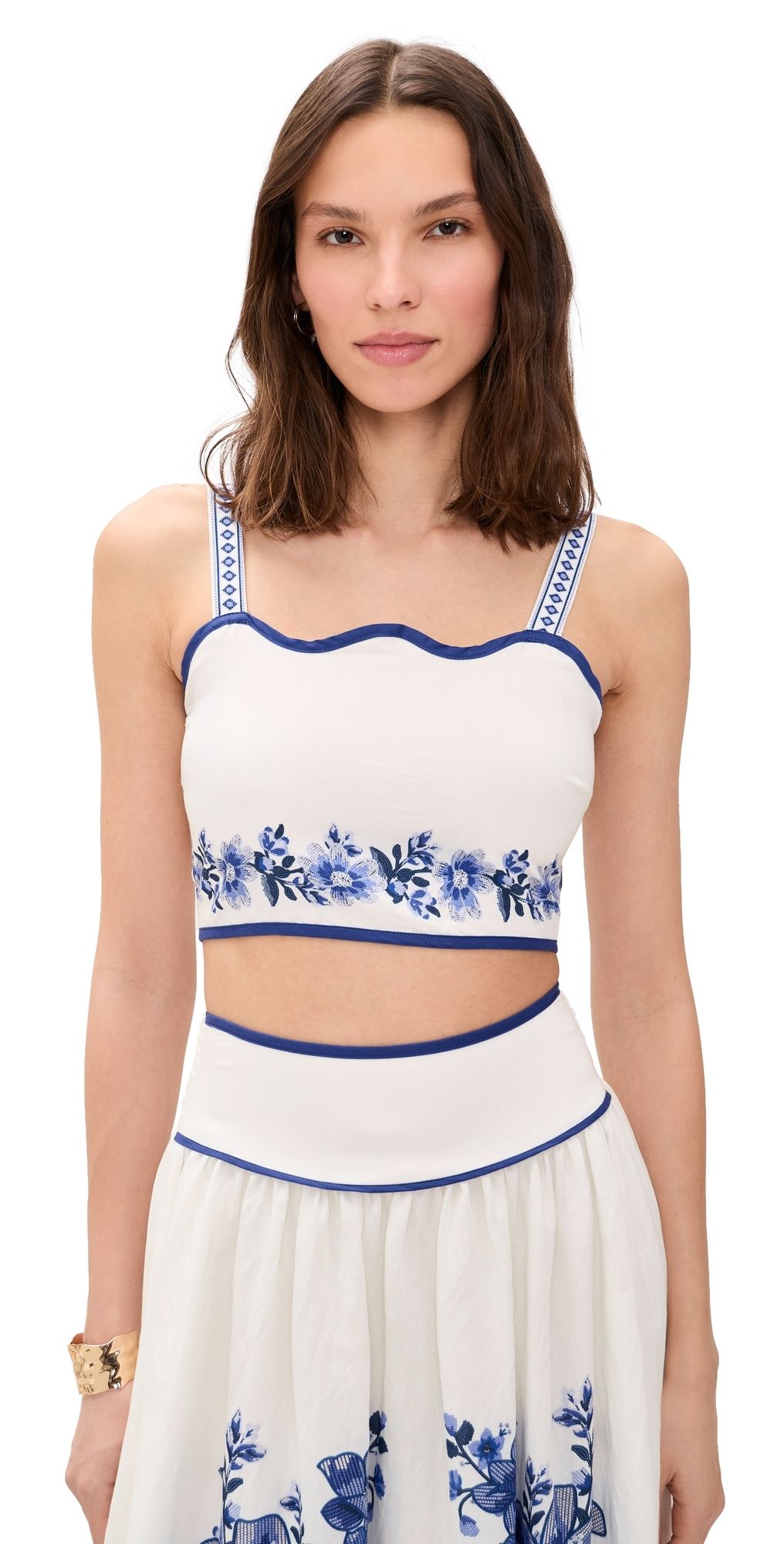 Moon River Floral Crop Top Off White Multi S