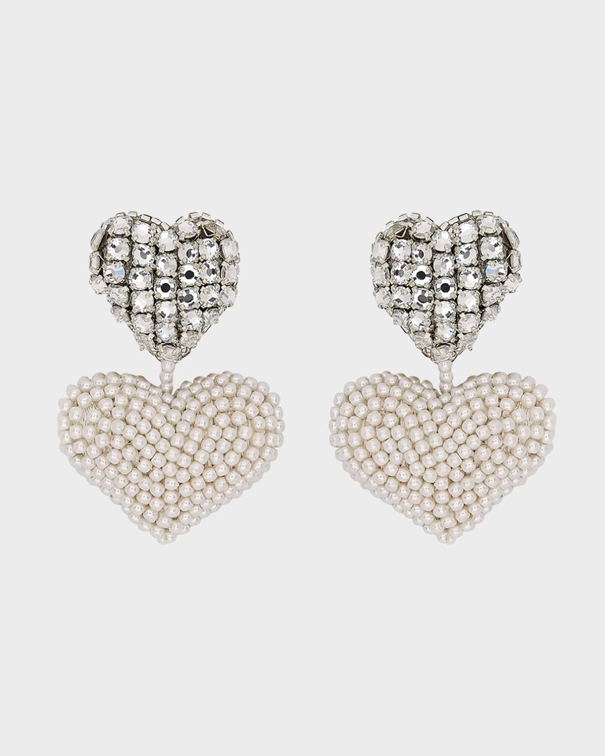 Beaded Crystal Heart Earrings