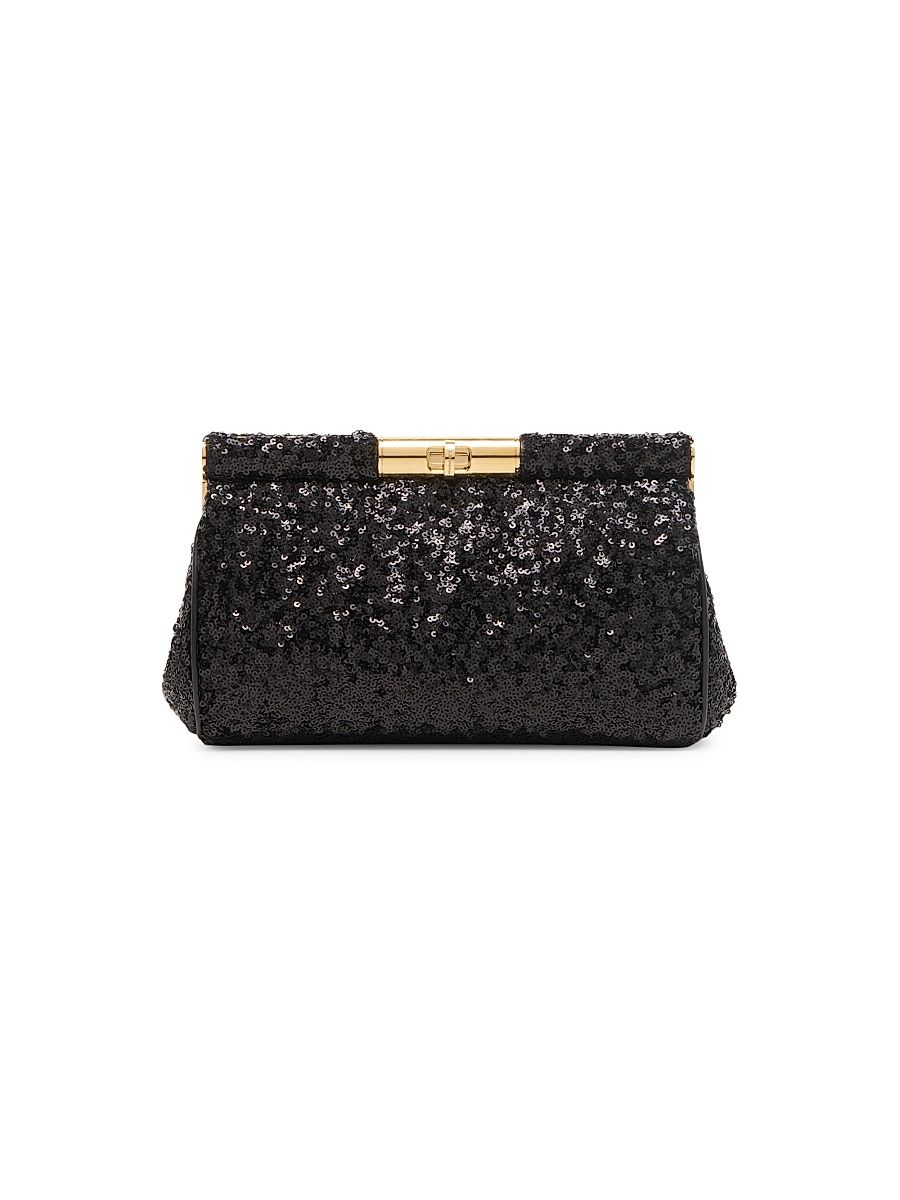 Women's Medium Marlene Sequined Clutch - Black