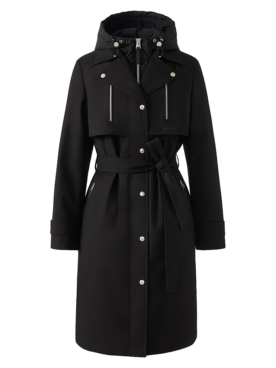 Women's Siobhan Technical Trench Coat - Black - Size XL
