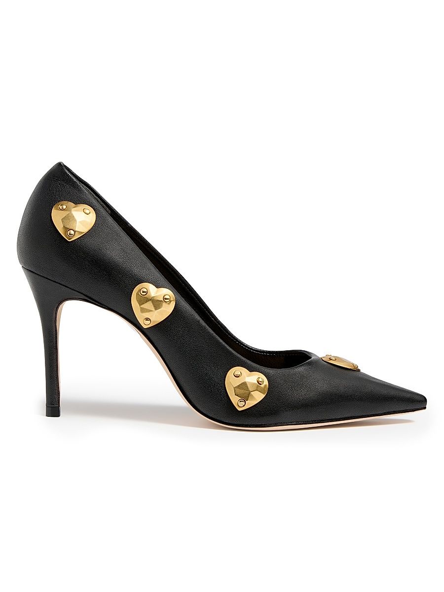 Women's Luna 85MM Embellished Leather Pumps - Black Gold - Size 11