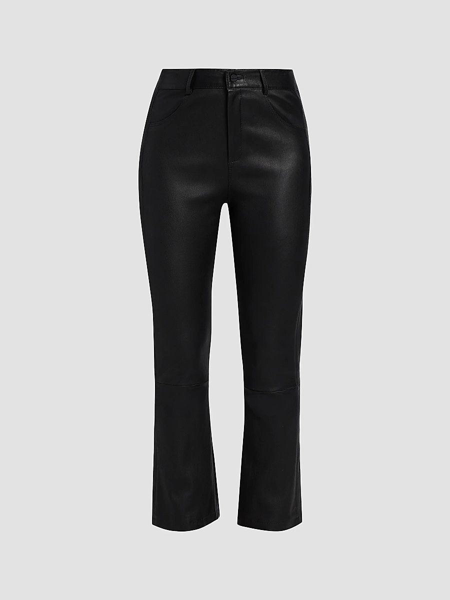 Lamarque Women's Faris Leather Flared Crop Pants - Black - Size 00