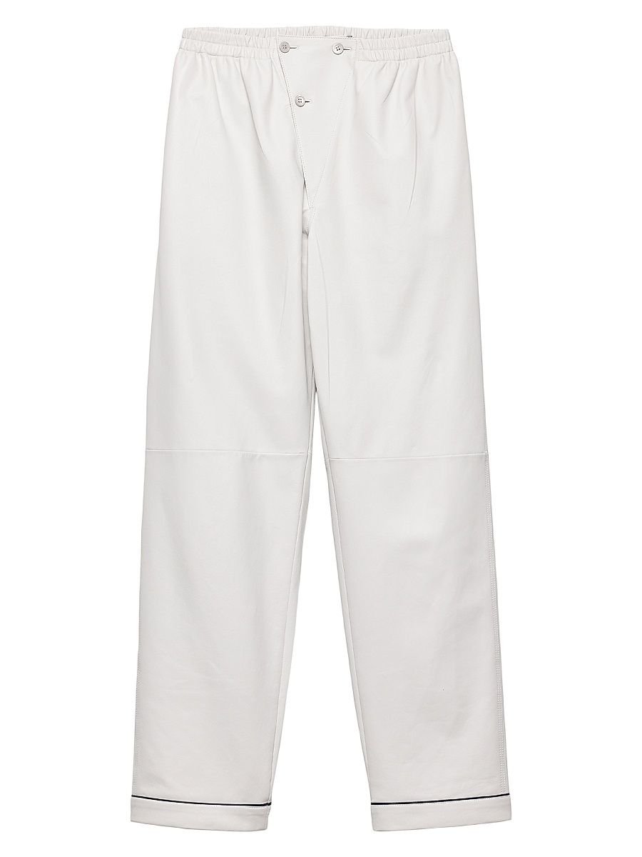 Men's Nappa Leather Pants - White - Size 38