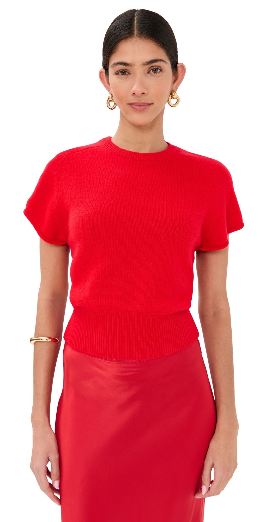Sablyn Jones Cashmere Saddle Raglan Top Scarlet XS