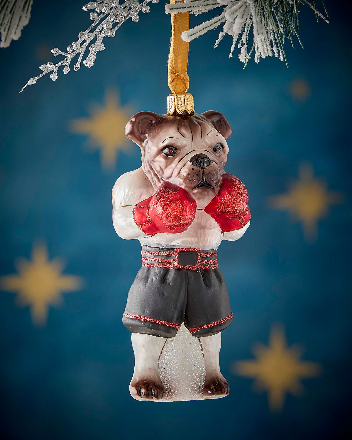 Boxing Dog Christmas Ornament