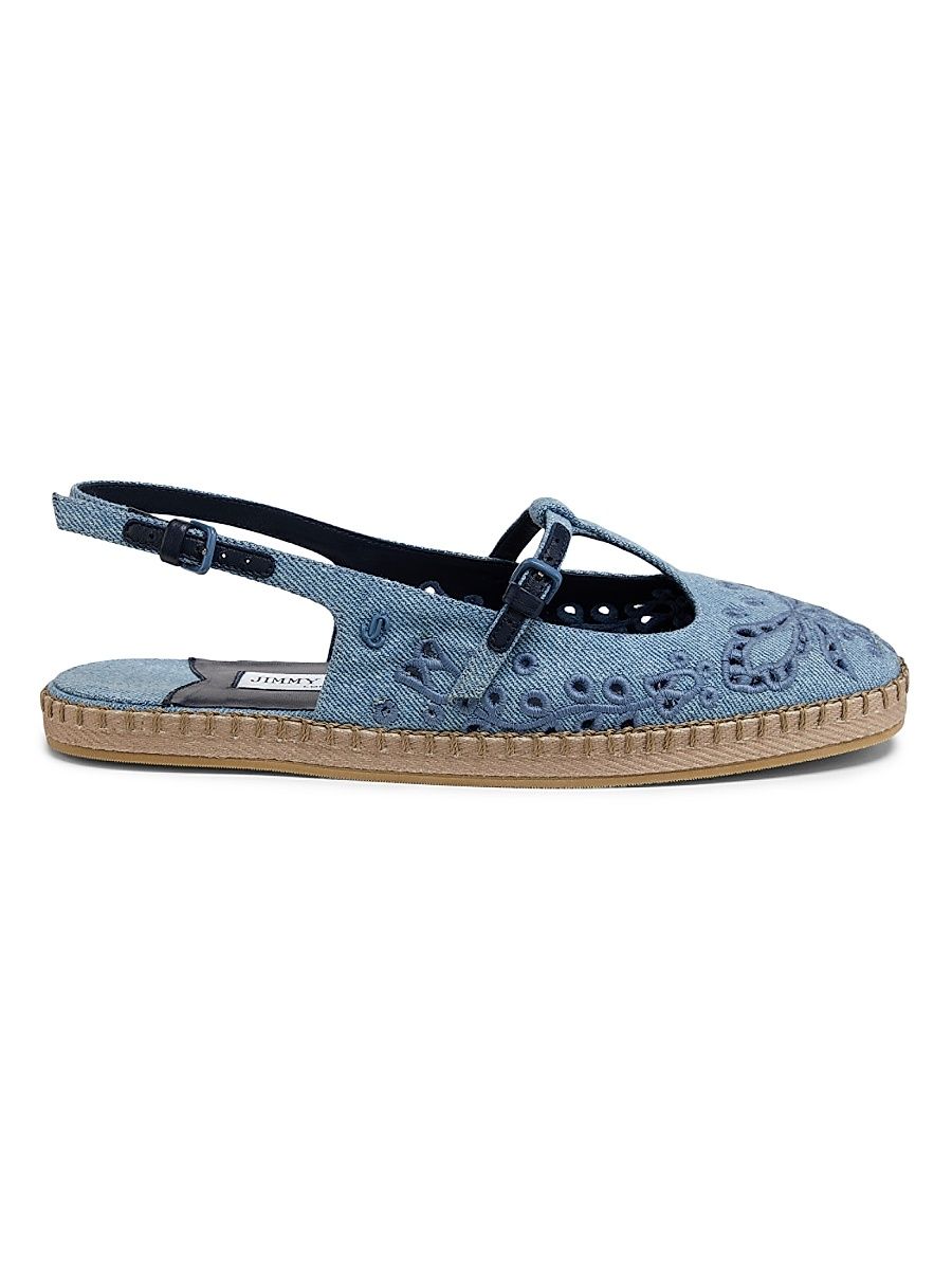 Women's Amiee Denim Slingback Espadrille Flats - Blue Haze - Size 10.5
