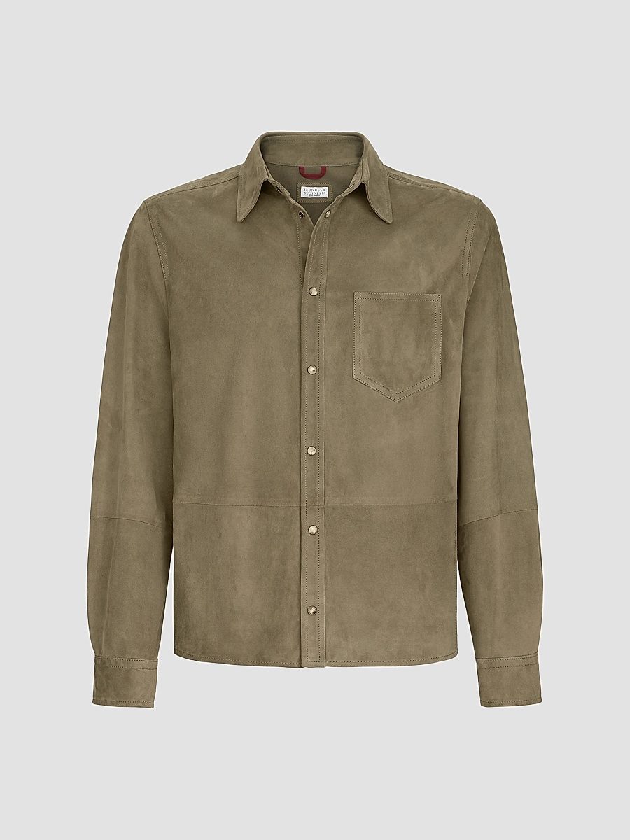 Men's Suede Overshirt - Military - Size XXXXL