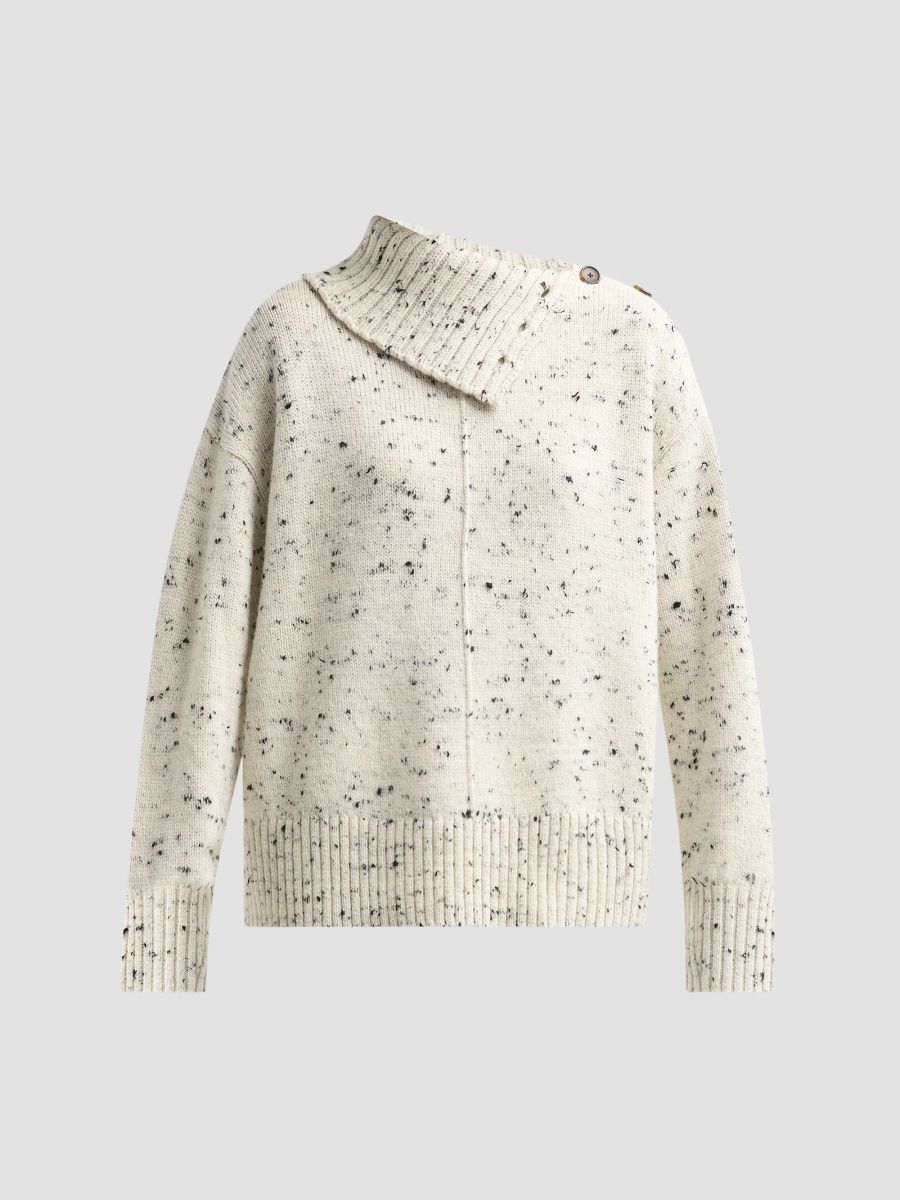 A. L.C. Women's Kit Marl-Knit Spread-Collar Sweater - Maraschino Camel - Size XL