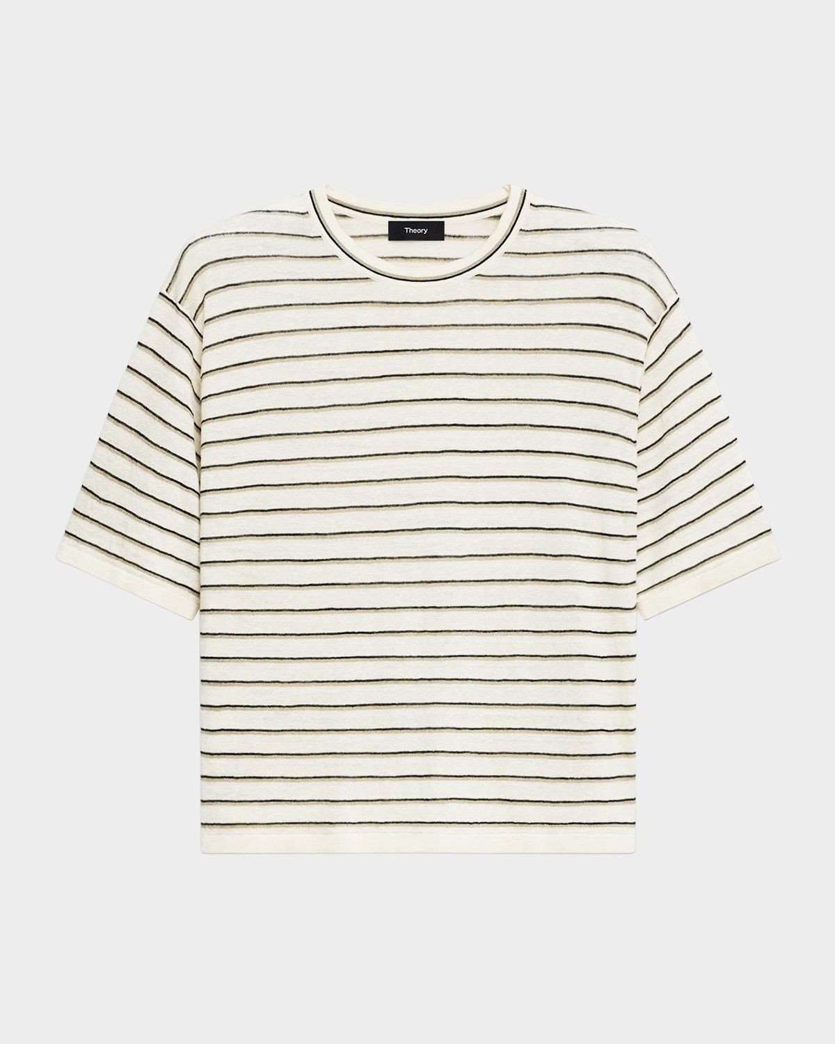 Stripe Knit Short-Sleeve Boyfriend Tee