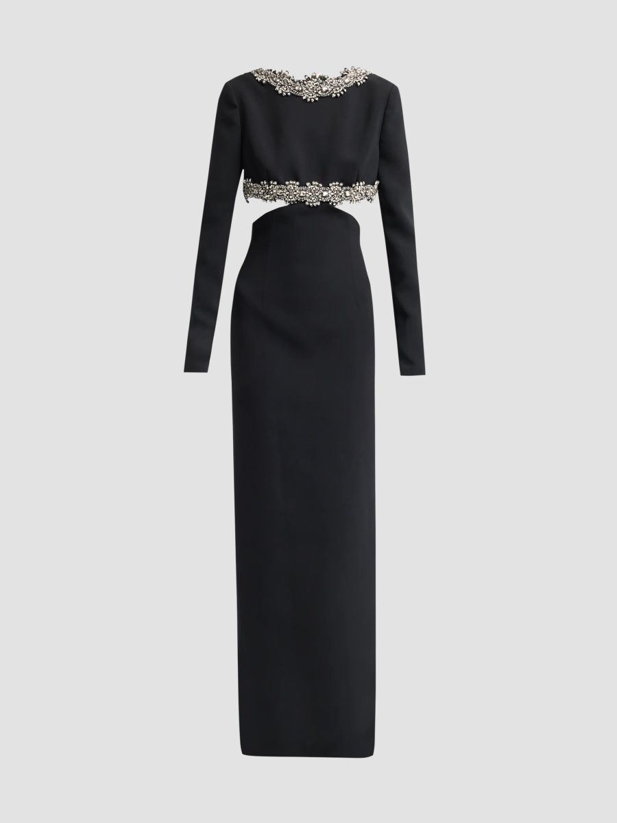 Carolina Herrera Women's Chalet Crystal-Embellished Column Gown - Black - Size 0