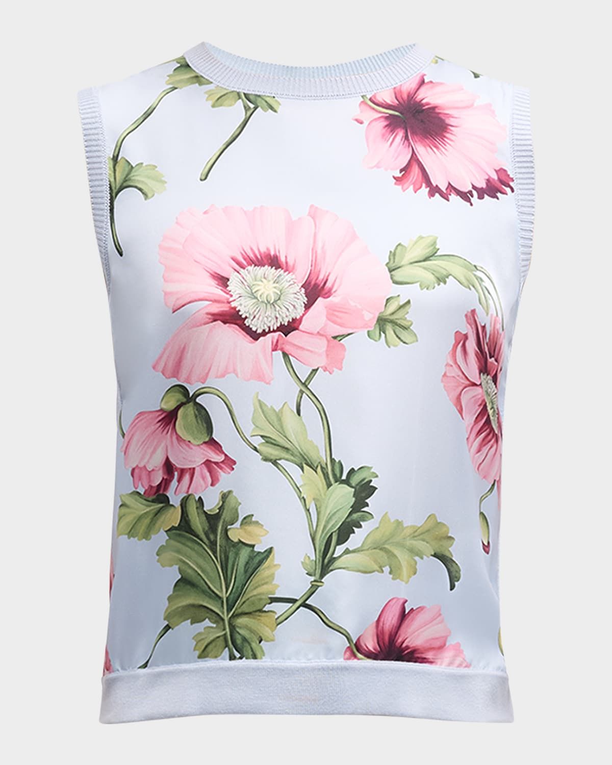 Poppies Silk Twill Inset Knit Tank