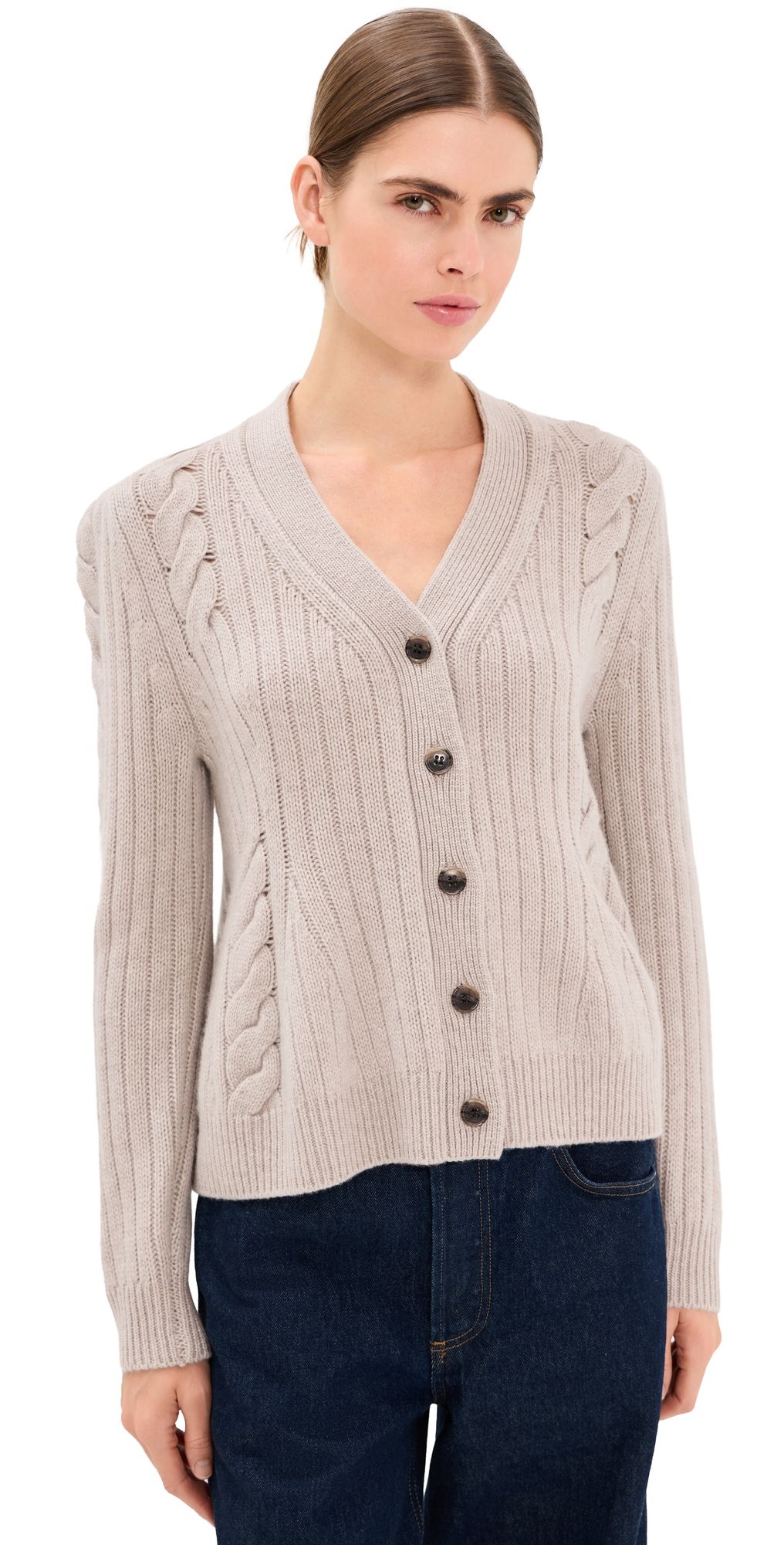 LISA YANG Leire Cashmere Cardigan Sand 2
