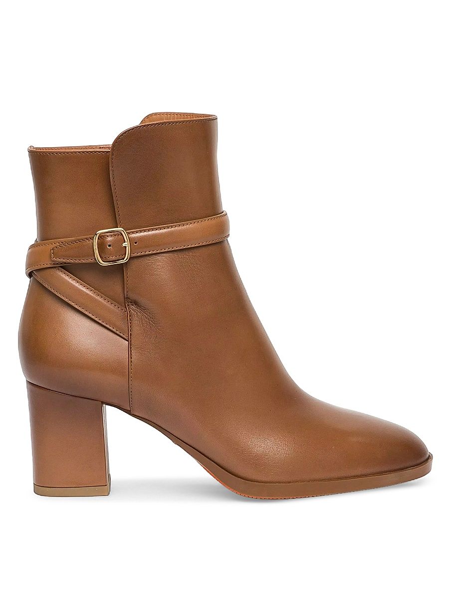 Women's Andy 65MM Leather Block-Heel Booties - Brown - Size 6