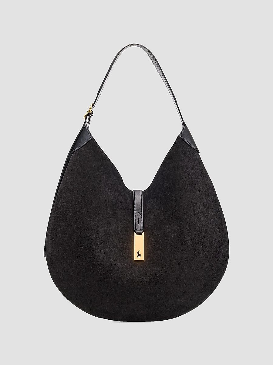 Polo Ralph Lauren Women's Polo ID Large Suede Shoulder Bag - Black