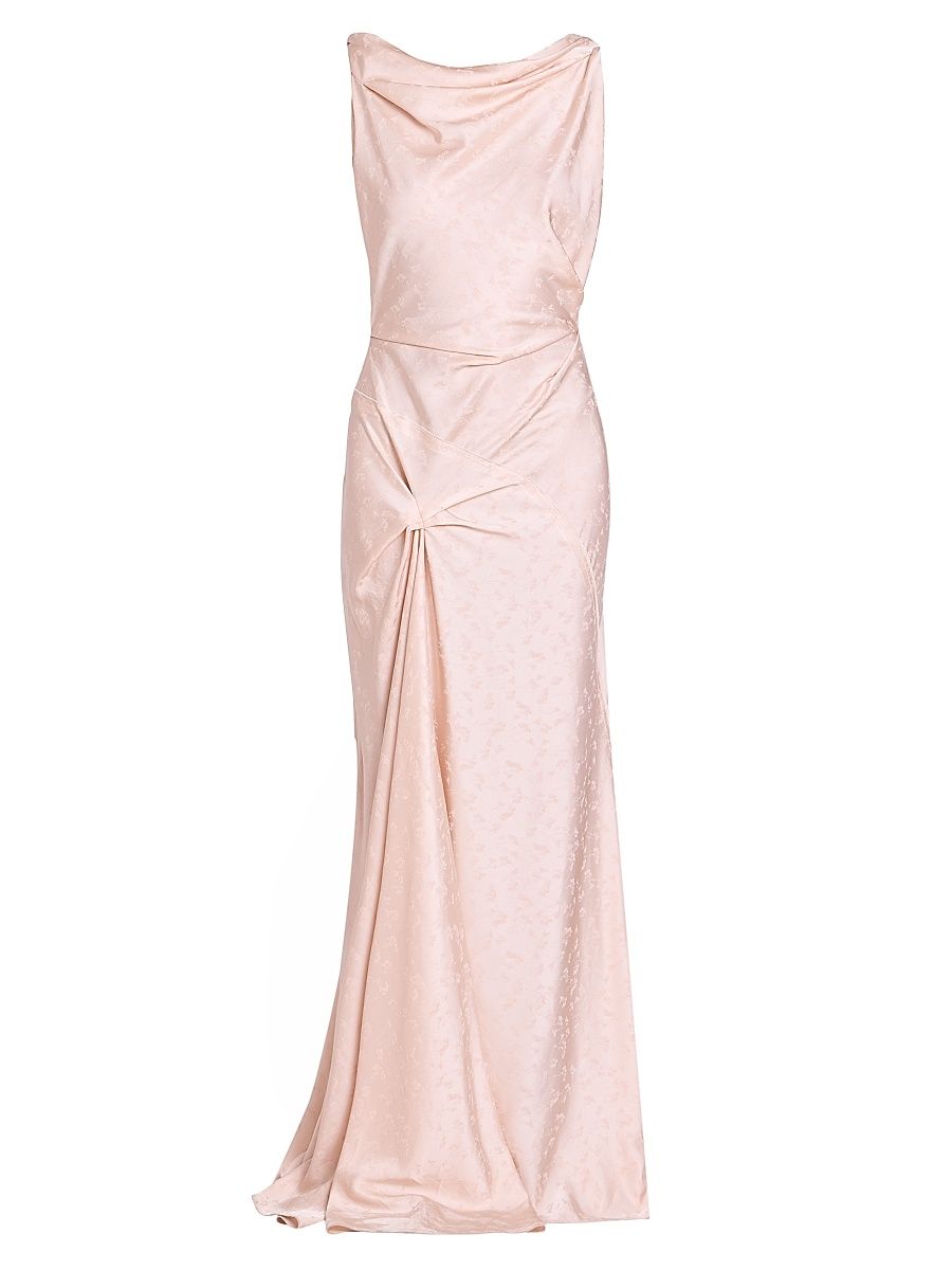 Women's Textured Satin Asymmetric Drape Gown - Blossom - Size 0