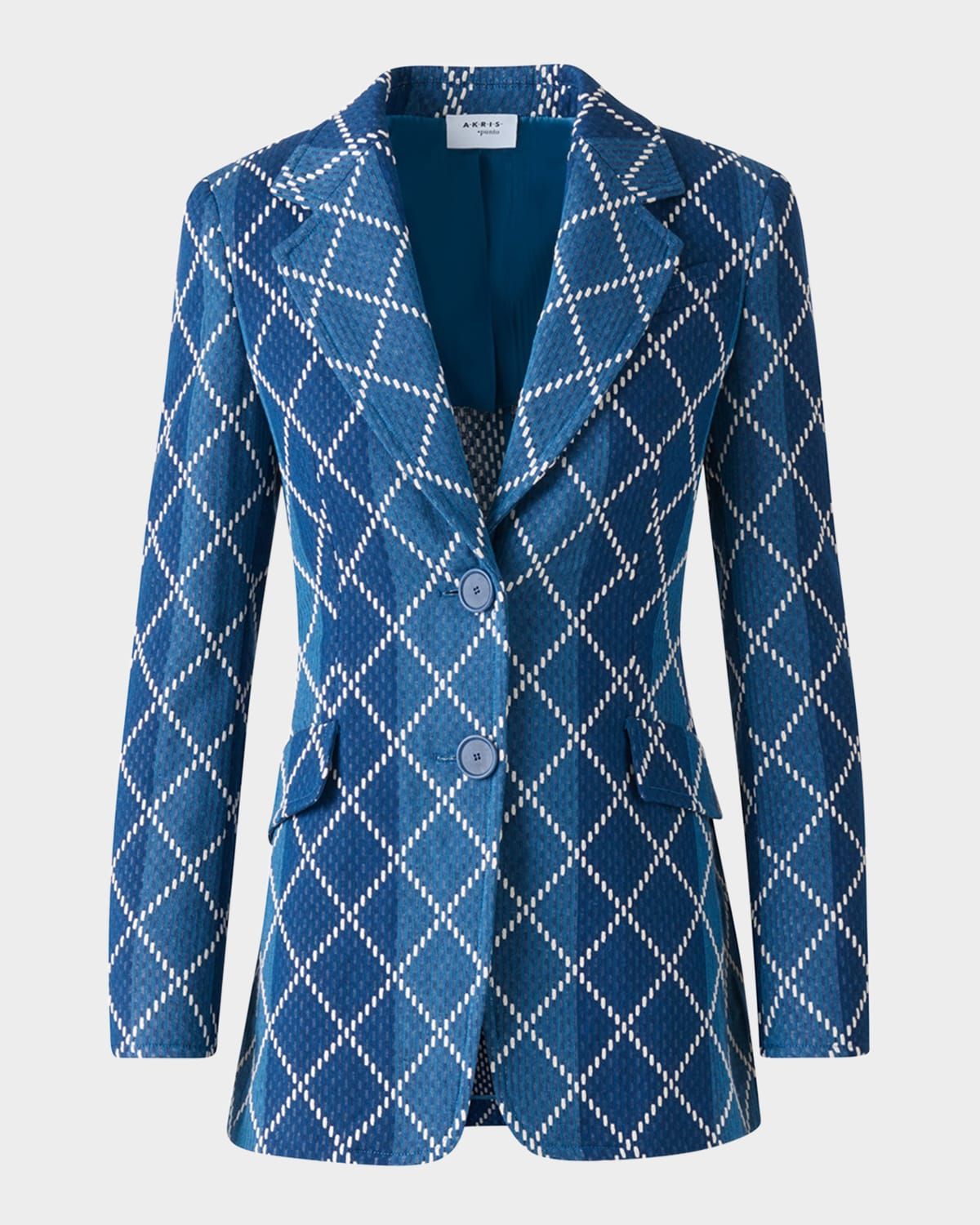 Diamond Cotton Jacquard Fitted Blazer