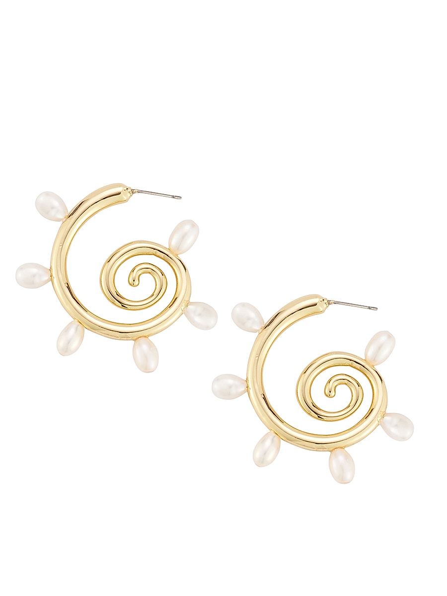 Women's Toni Freshwater Pearl & 14K-Gold-Plated Hoop Earrings - Gold