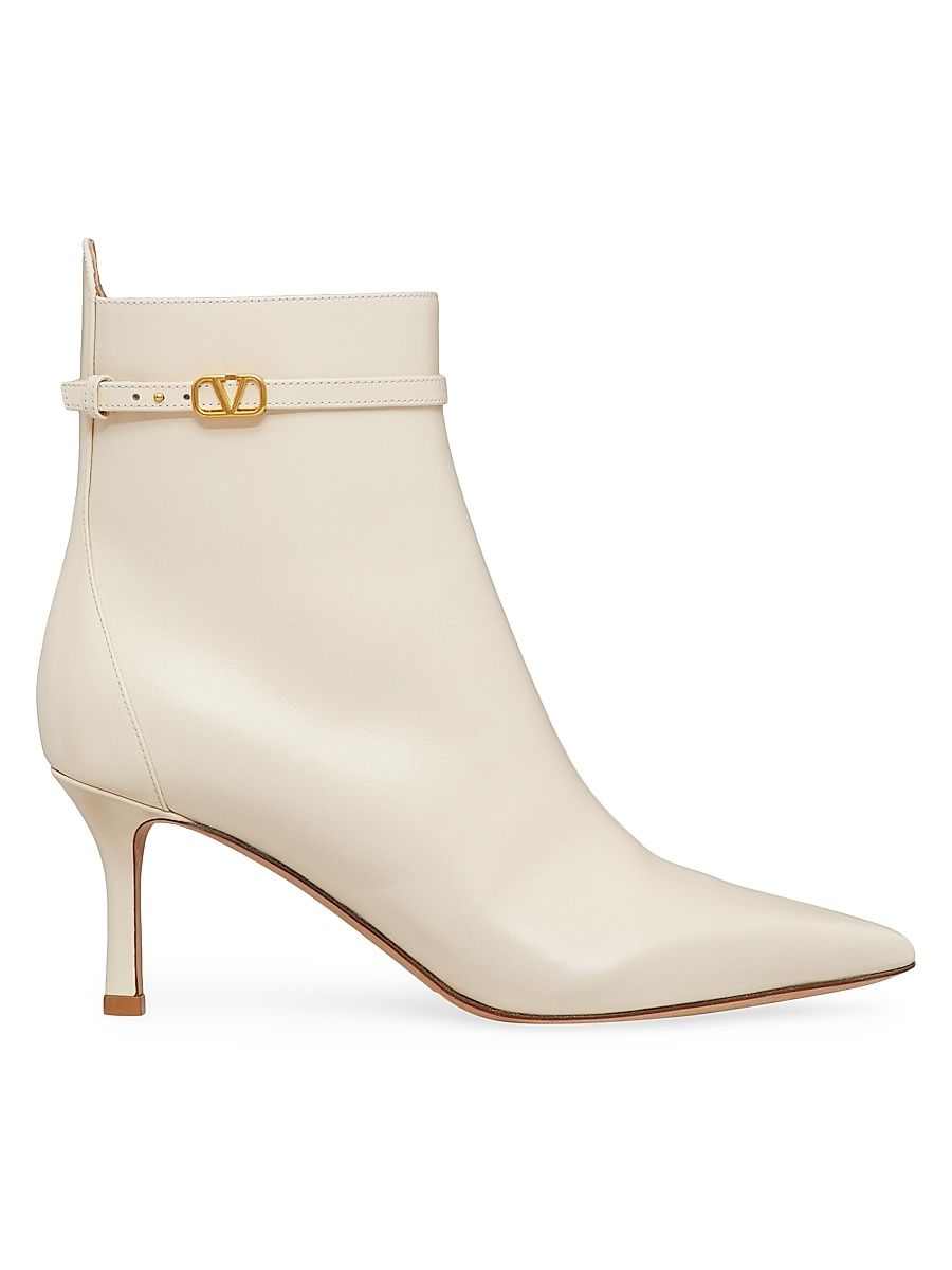 Women's Tan-Go Ankle Boots In Calfskin Leather - Light Ivory - Size 5.5