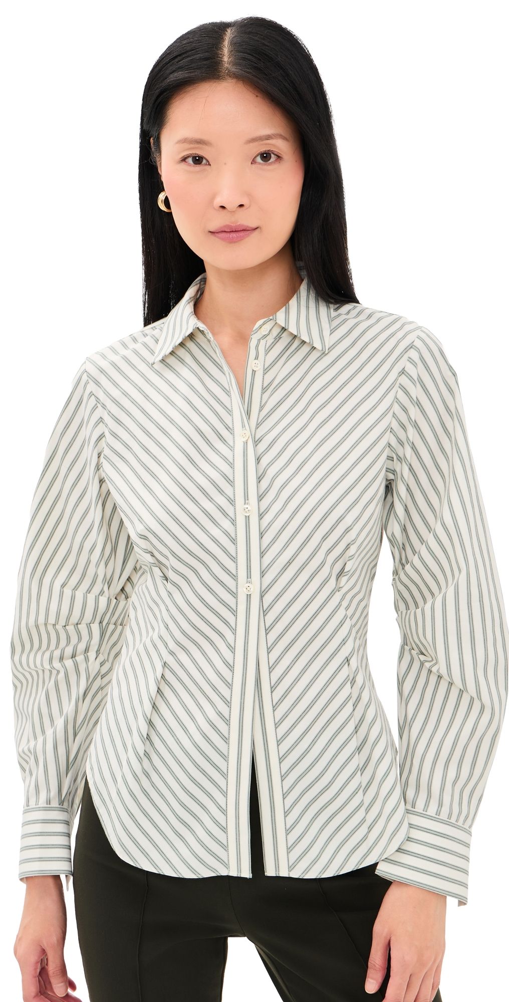 HEVRON Drexel Stripe Shirt Ivory Stripe M