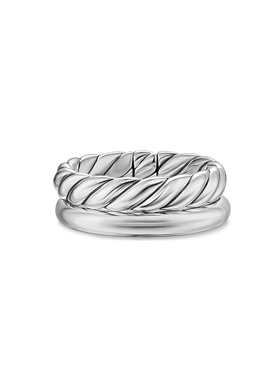 Women's DY Mercer Two Row Ring in Sterling Silver, 8MM - Silver - Size 7