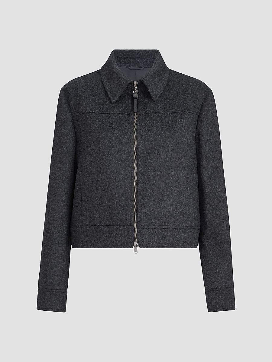 Women's Wool Flannel Outerwear Jacket - Anthracite - Size 4