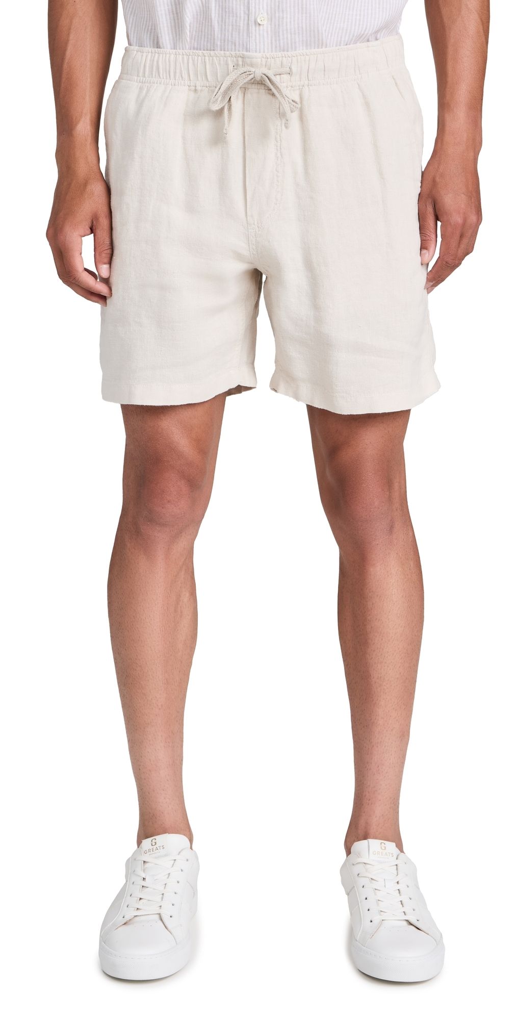 Faherty Essential Linen Drawstring Shorts 6 Weathered Sand XL