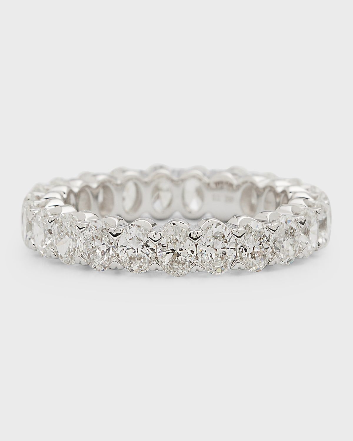 18K White Gold Oval Diamond Eternity Band, Size 6