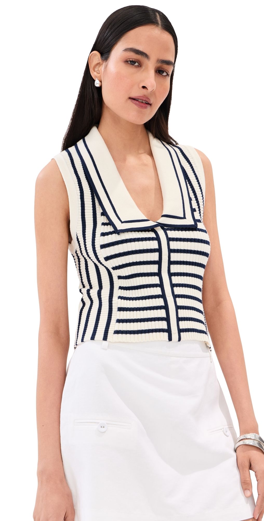 LE BOP Noa Ribbed Tank Top Midnight/White XL