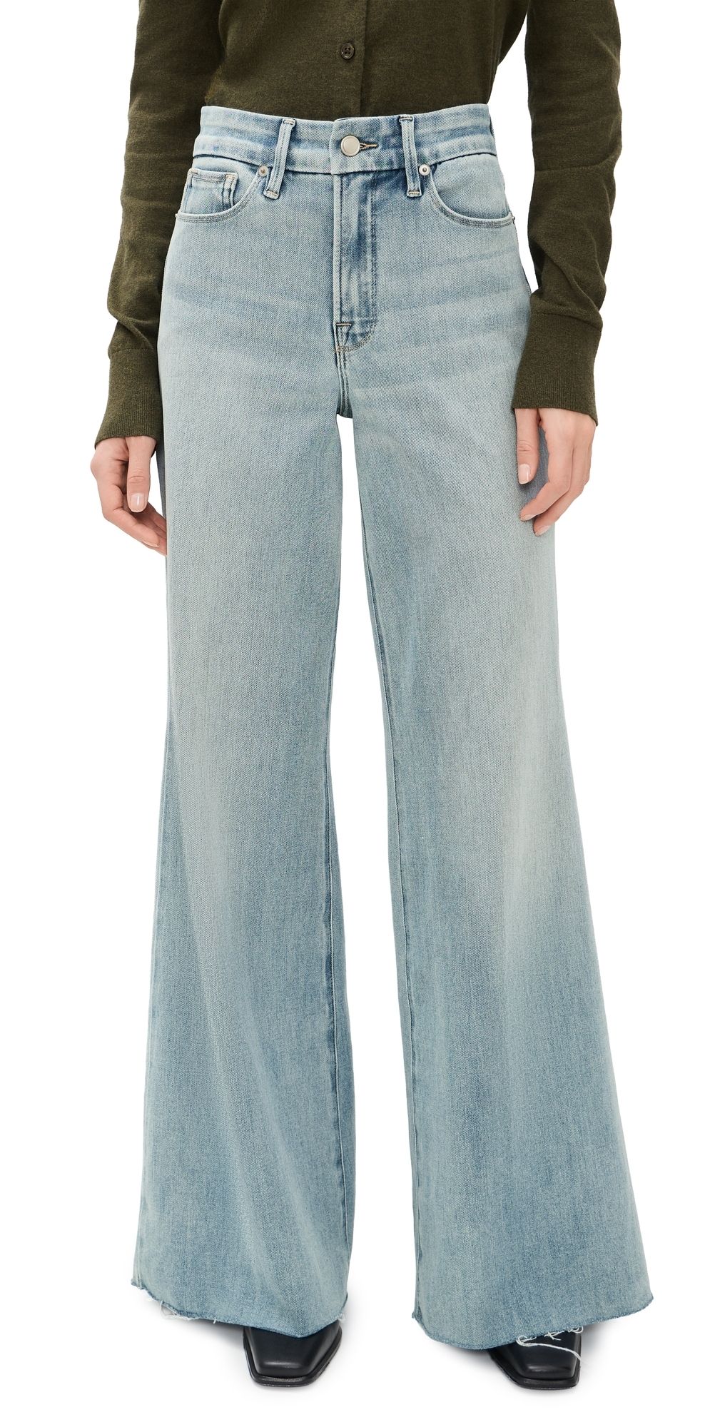 Good American Good Waist Palazzo Jeans Indigo1145 12