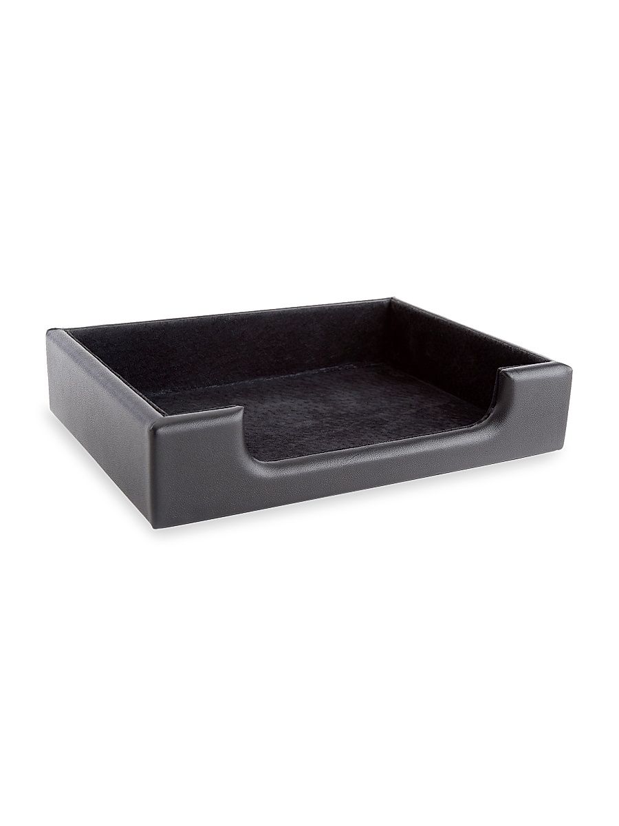 Leather Desk Note Tray Organizer - Black
