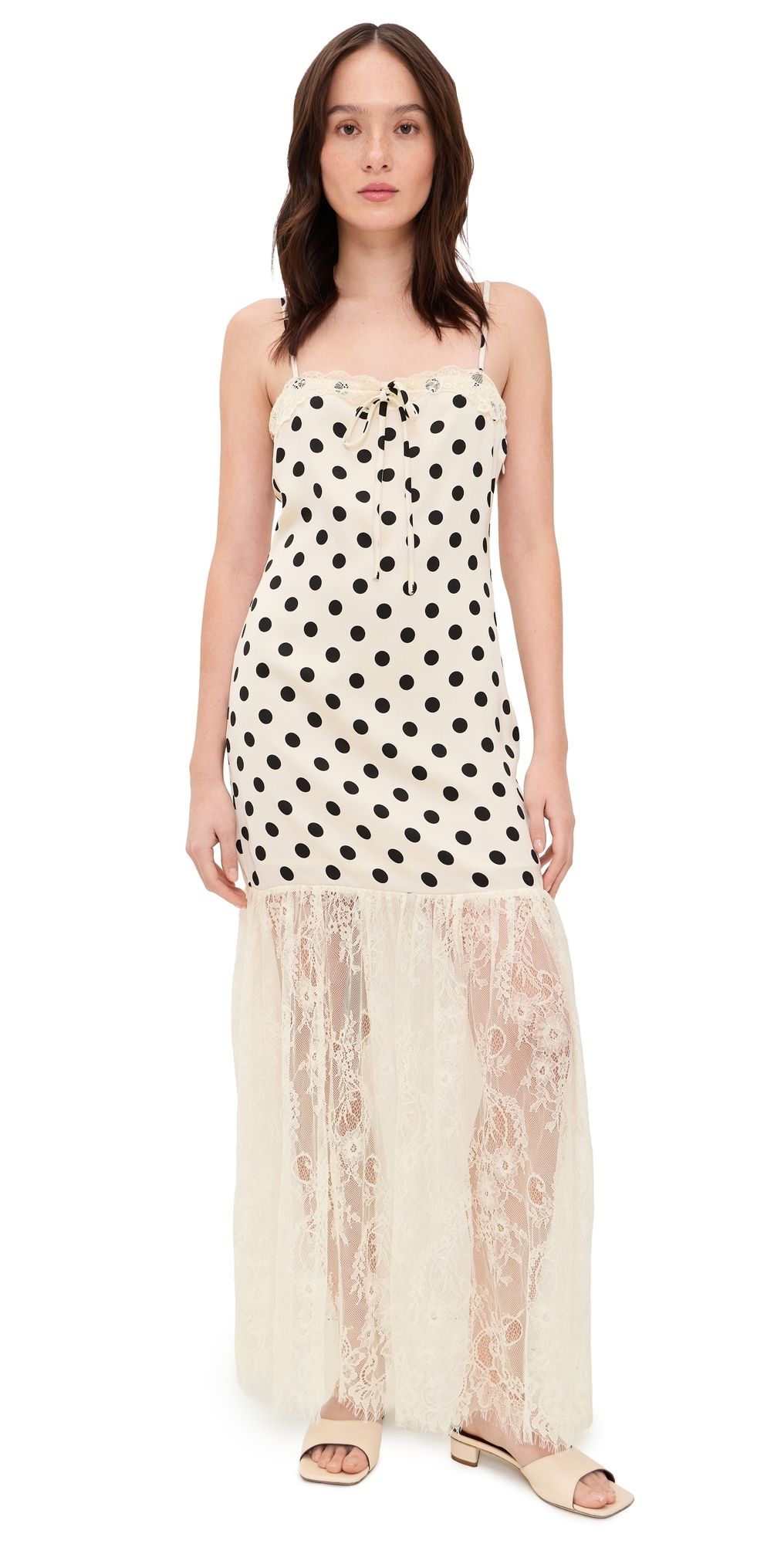 Bailey Rose Polka Dot Maxi Dress Cream M