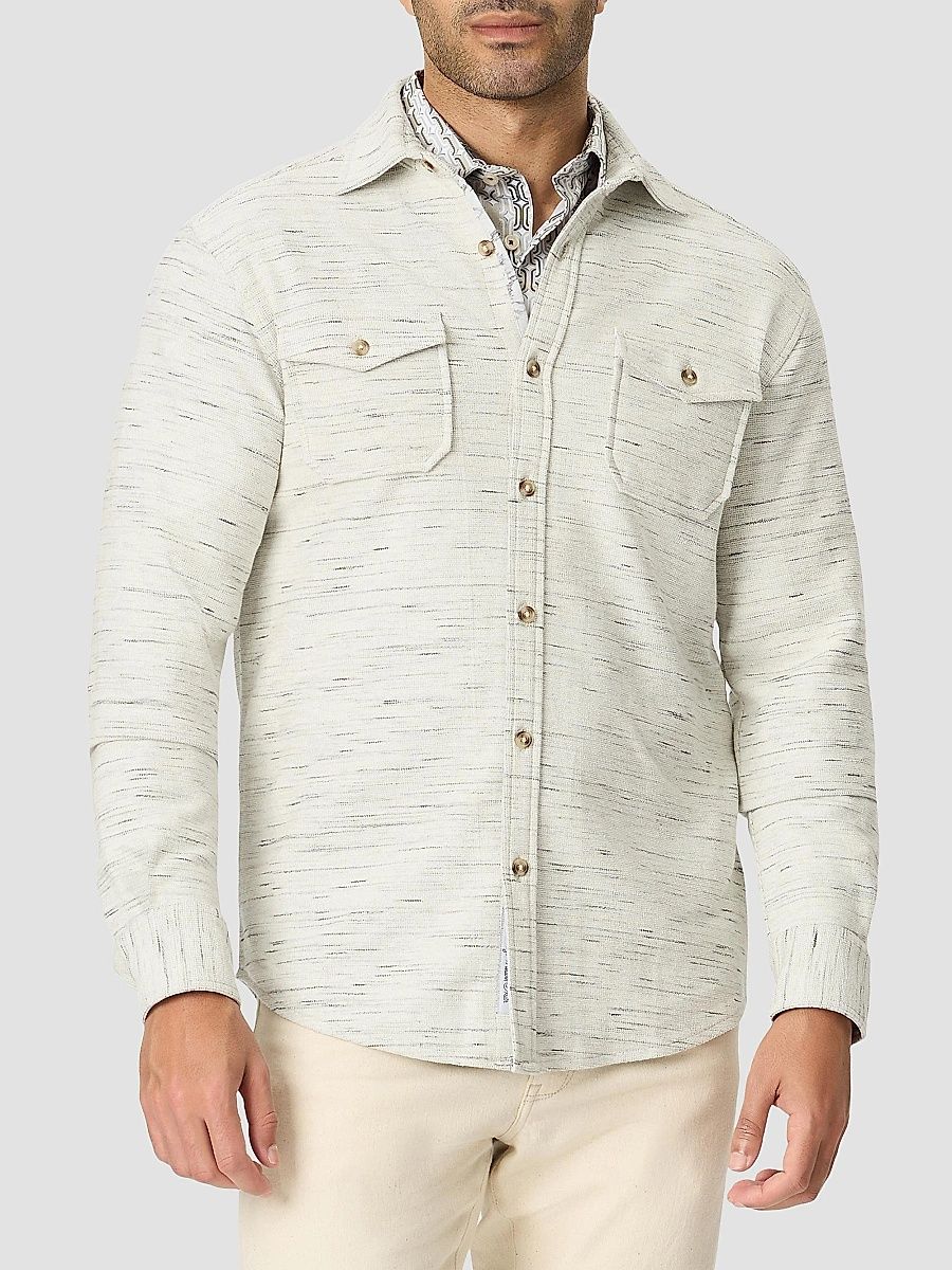 Robert Graham Men's Burstead Heathered Overshirt - Off White - Size XXL