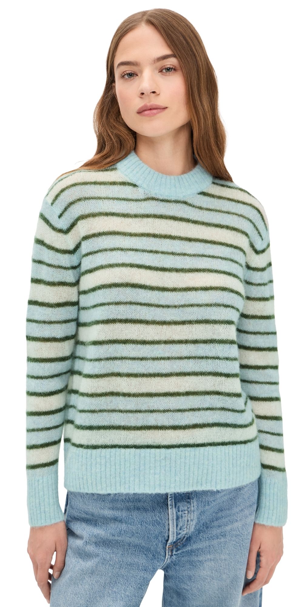 Madewell Oversized Alpaca Pullover Sweater Aqua Multi Stripe S