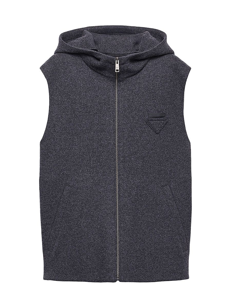 Men's Wool and Cashmere Zipper Vest - Grey - Size 42