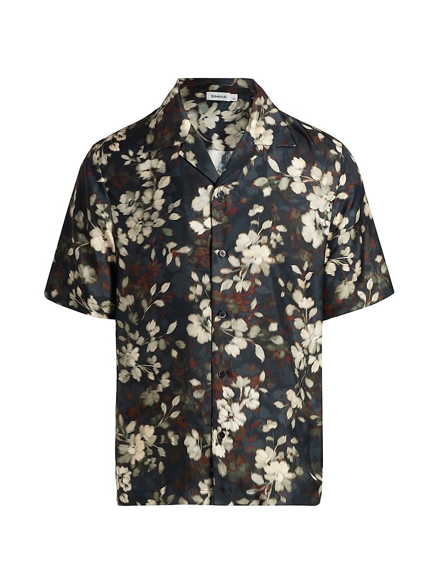 Men's Casper Floral Silk Shirt - Floral Print - Size XL