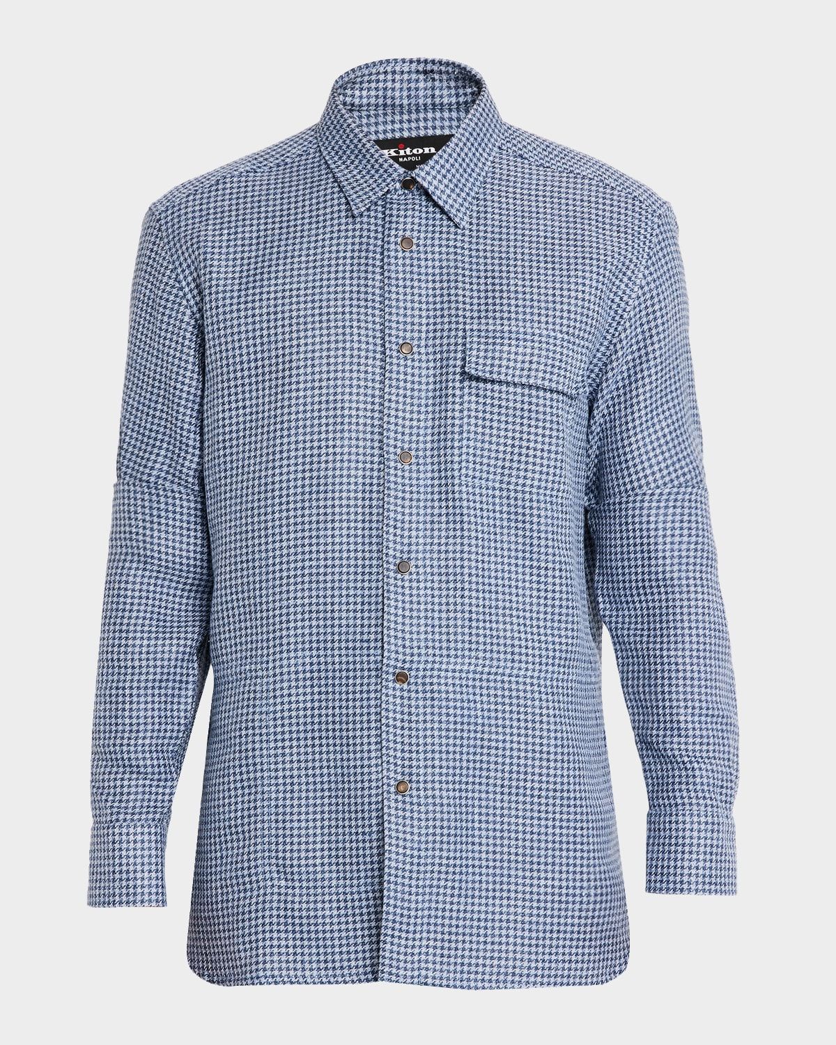 Men & apos;s Houndstooth Linen Blend Button-Down Shirt