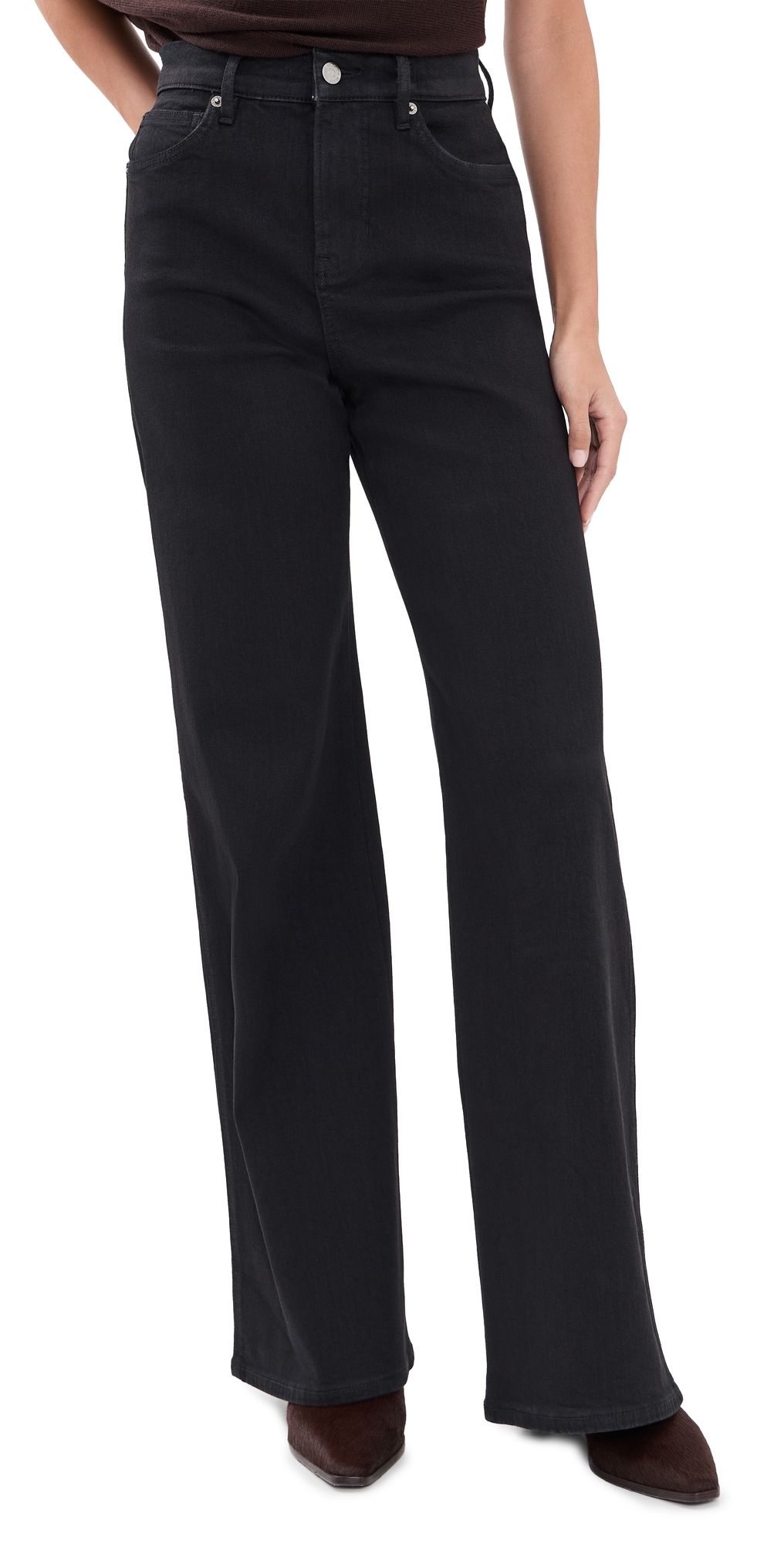 Veronica Beard Jean Taylor High Rise Wide Leg Jeans Onyx 24