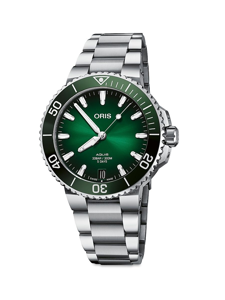Aquis Date Cal 400 Green Dial Watch