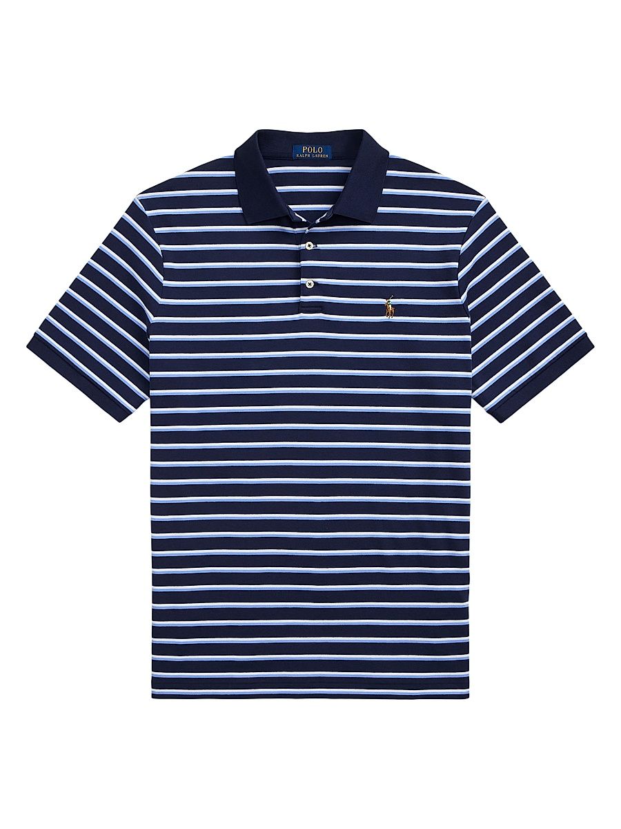 Men's Classic-Fit Striped Soft Cotton Polo Shirt - Refined Navy Multi - Size XXL