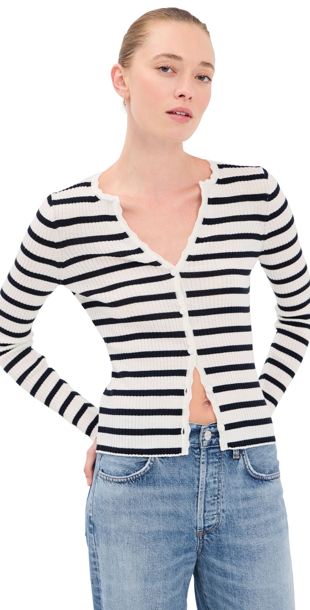 Veronica Beard Anwin Cardigan Dove/Navy S