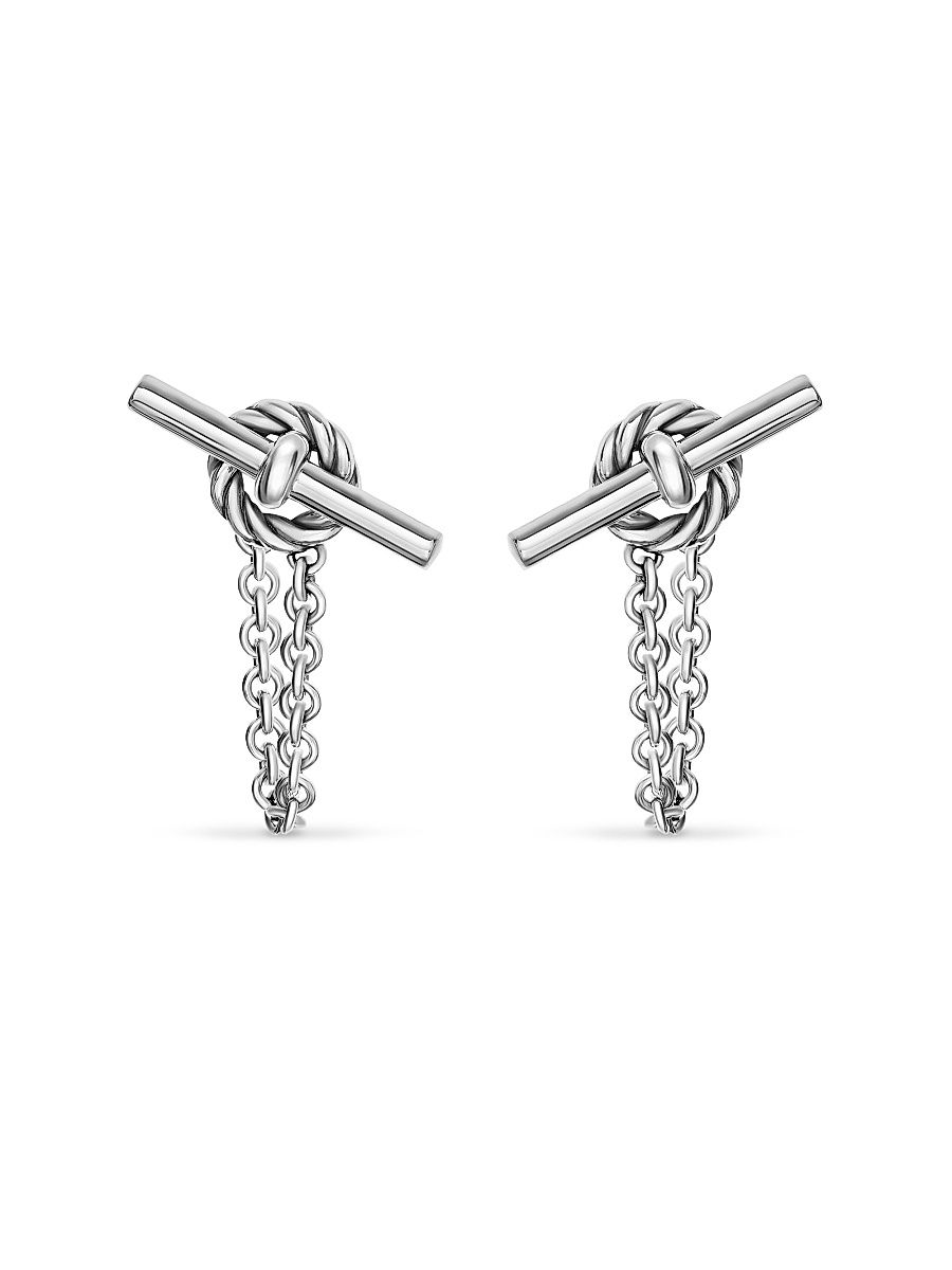 Women's DY Mercer Petite Toggle Chain Stud Earrings in Sterling Silver, 38.2MM - Silver