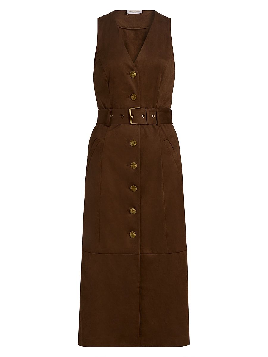 Women's Marcia Belted Midi-Shirtdress - Coffee - Size 10