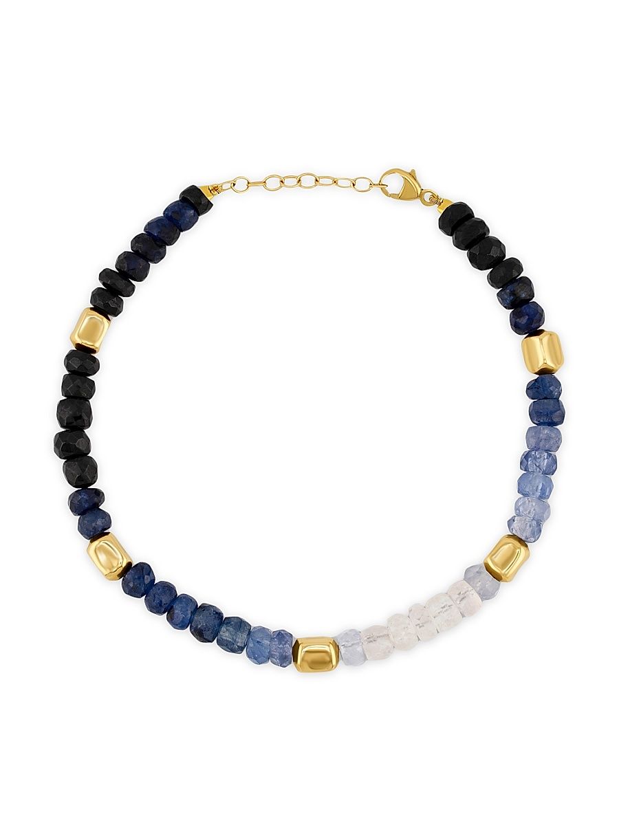 Women's Arizona 14K Yellow Gold & Ombré Blue Sapphire Beaded Bracelet - Blue