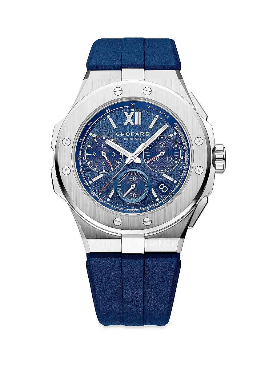 Men's Alpine Eagle Stainless Steel & Rubber Extra-Large Chronograph Leather Strap Watch