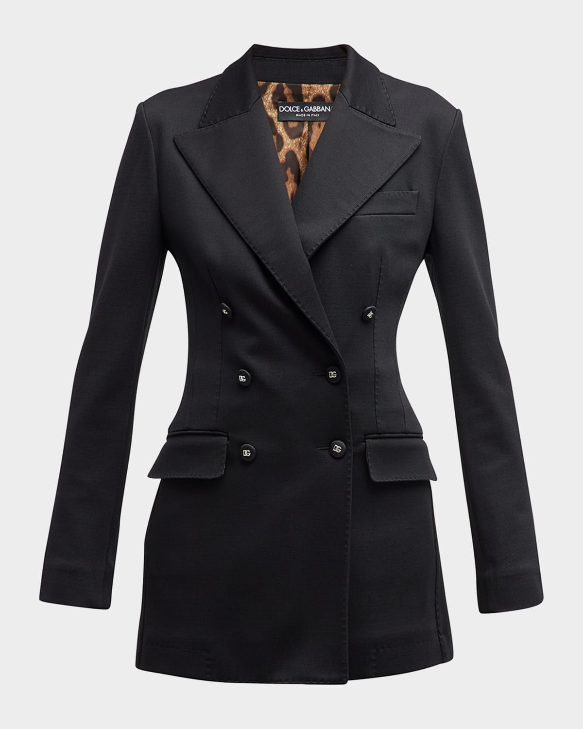 Long Tailored Blazer Jacket with Button Detail