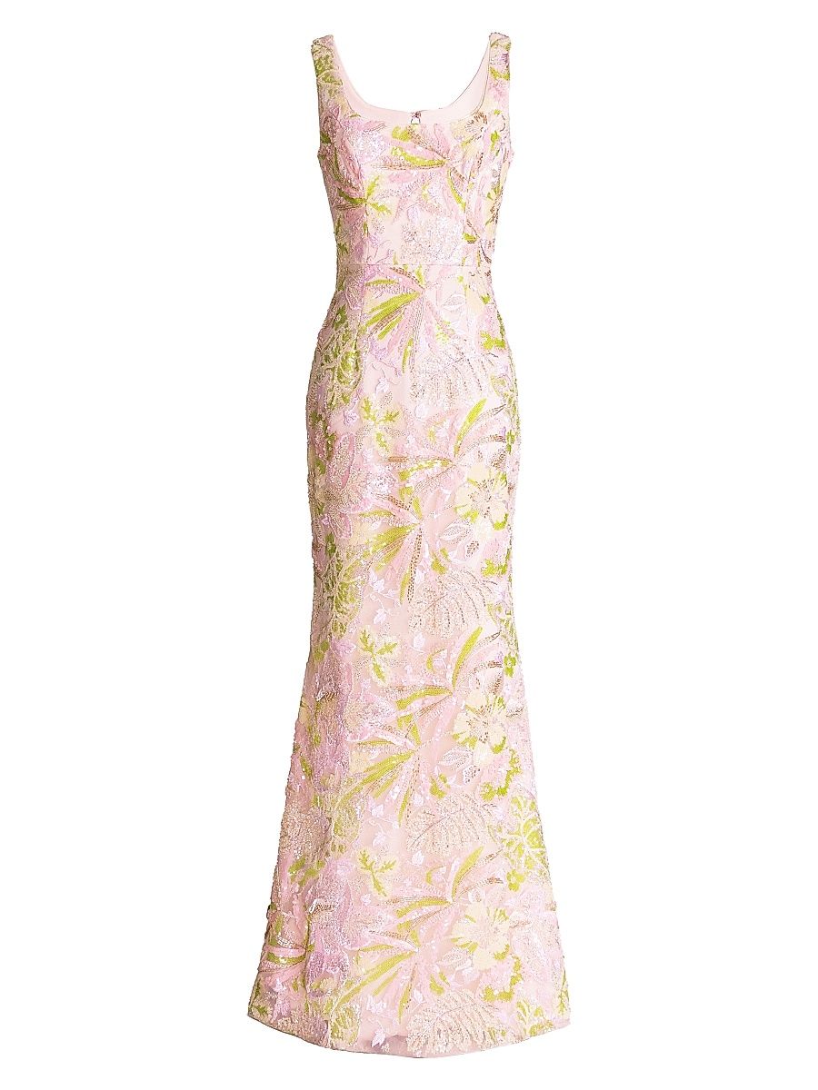 Women's Tyra Embellished Floral Mermaid Gown - Soft Pink Multi - Size XXL