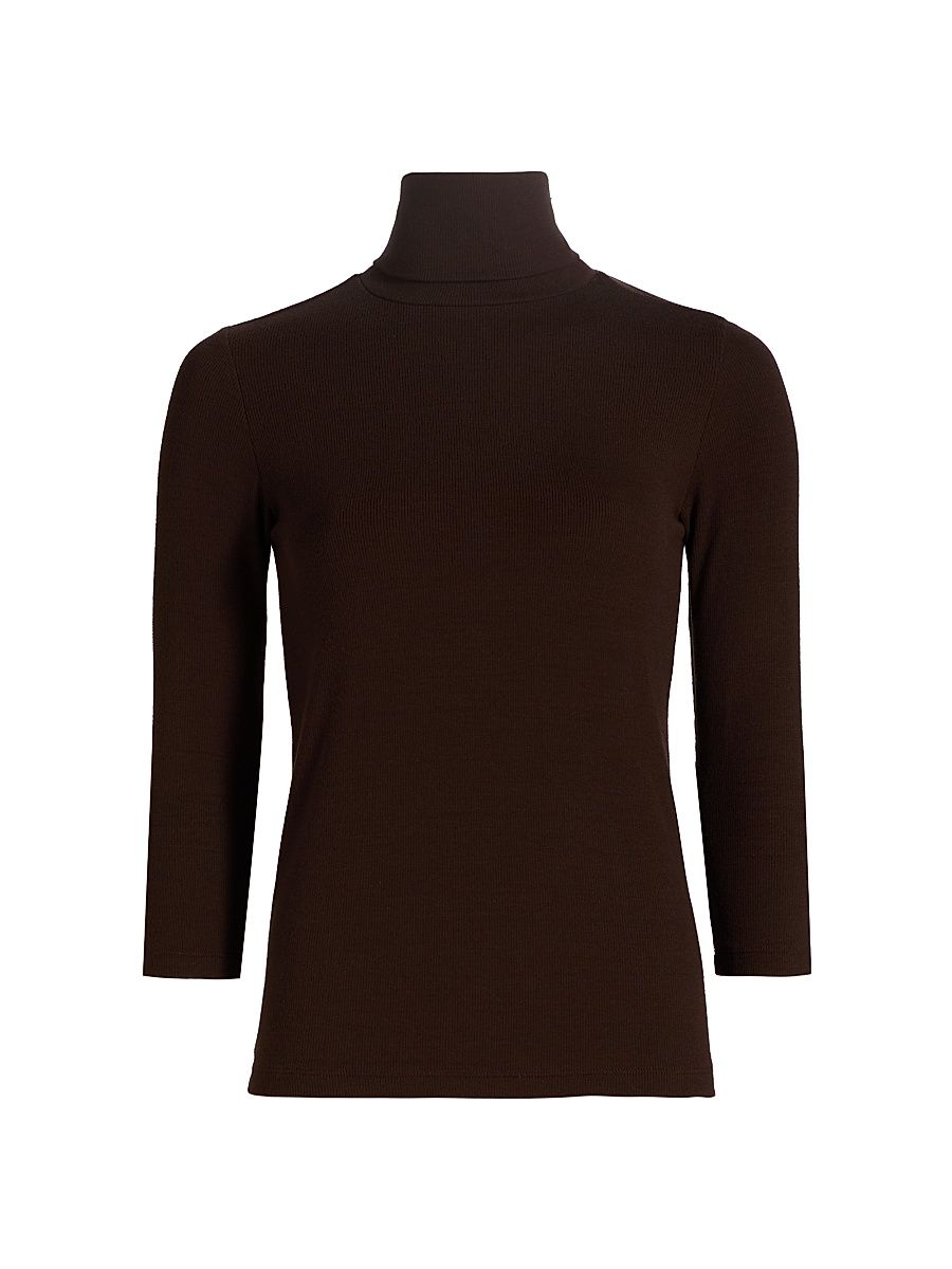 Women's Aja Turtleneck Knit Blouse - Coffee Bean - Size XL