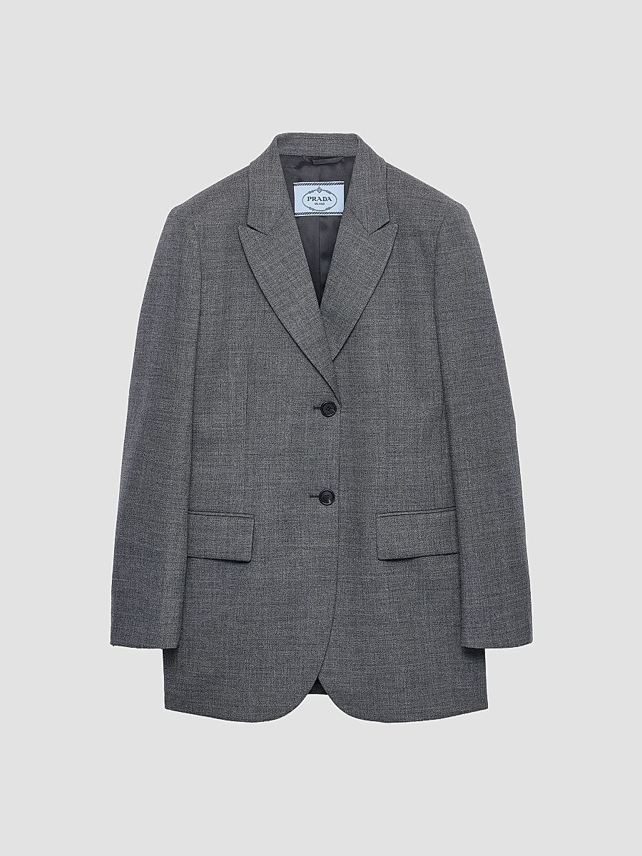 Women's Single-Breasted Melange Hopsack Jacket - Grey - Size 2