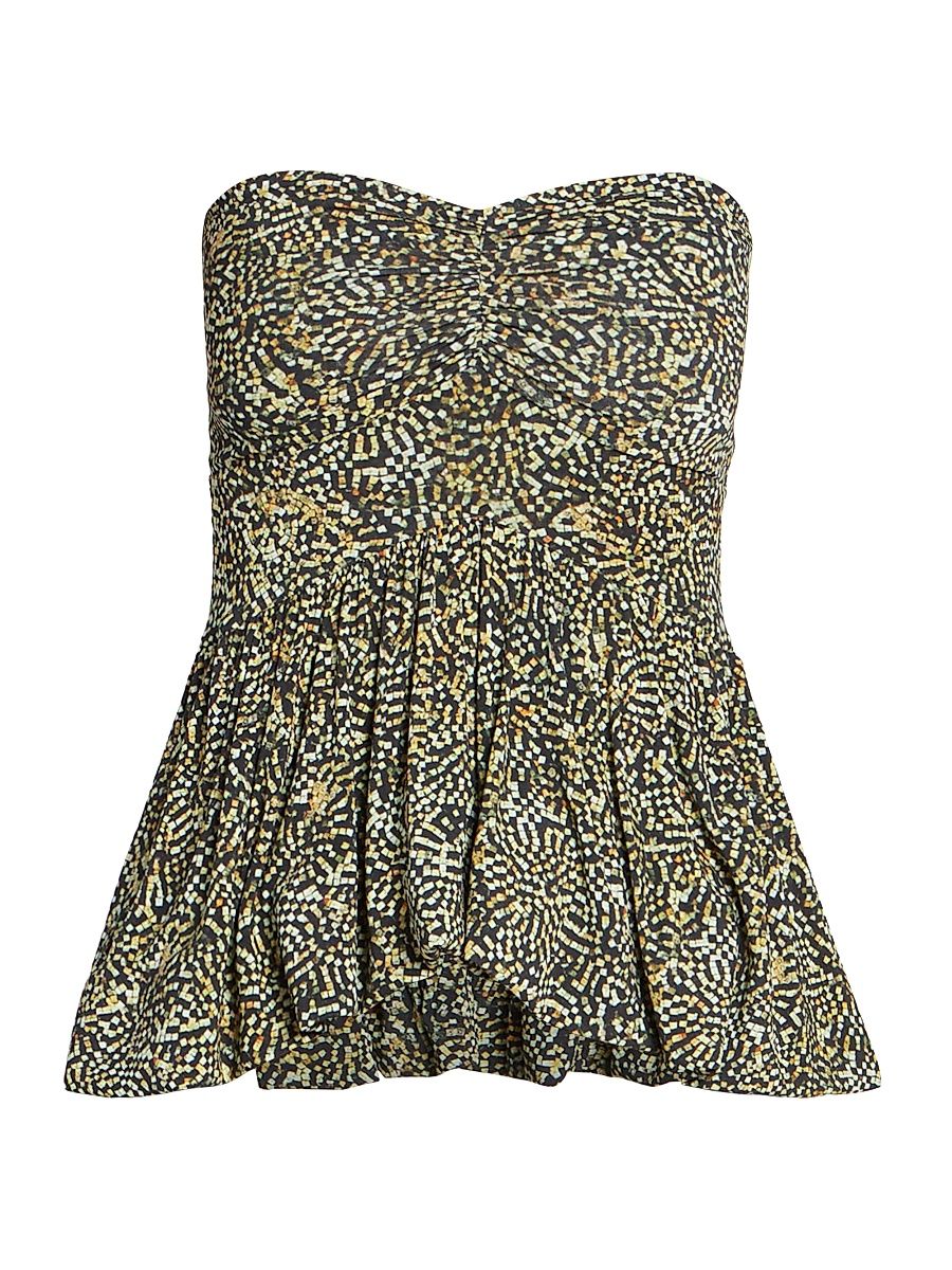 Women's Ermina Abstract Tube Top - Black Yellow - Size 10