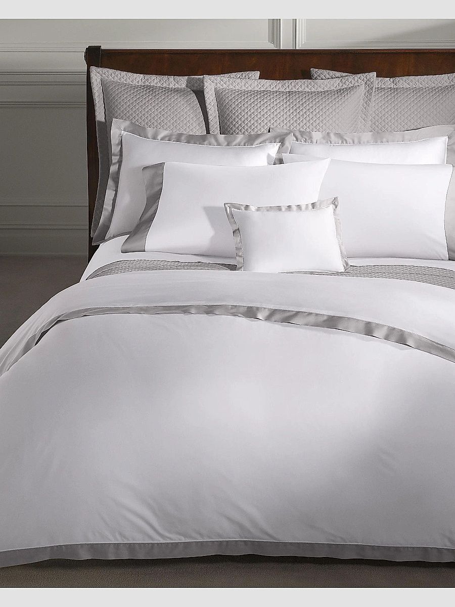 Ralph Lauren Organic Sateen Border 624-Thread Count Duvet Cover & Sham Collection - True Blue Hyacinth - Size King